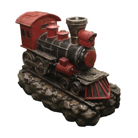 Heat Wave 38 in. LED Lighted Red and Black Vintage Locomotive Train Spring Outdoor Garden Water Fountain HE72678